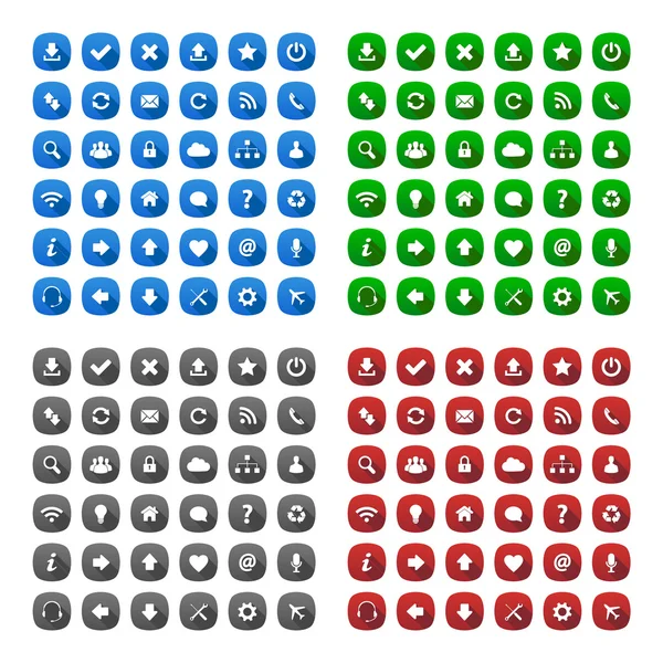 Abgerundete quadratische lange Schatten Stil-Ikonen — Stockvektor