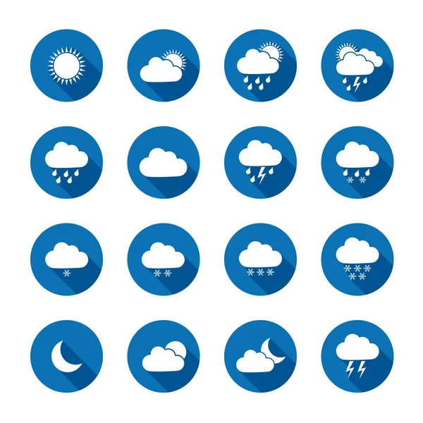 Icônes météo de style ombre longue — Image vectorielle