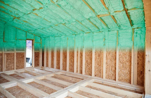 Colagem Fotos Antes Depois Sala Isolamento Térmico Casa Quadro Madeira — Fotografia de Stock