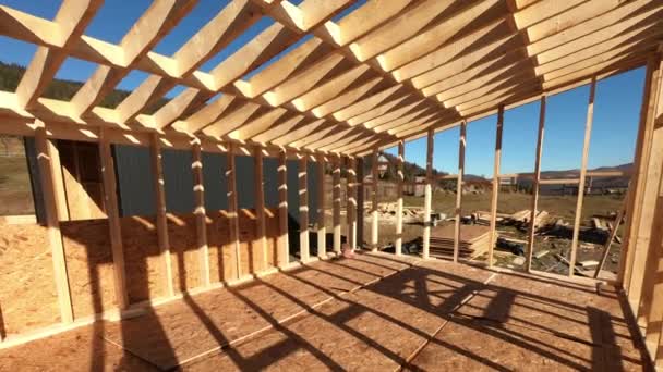 Time Lapse Carpenters Mounting Osb Panel Wall Future Cottage Men — Wideo stockowe