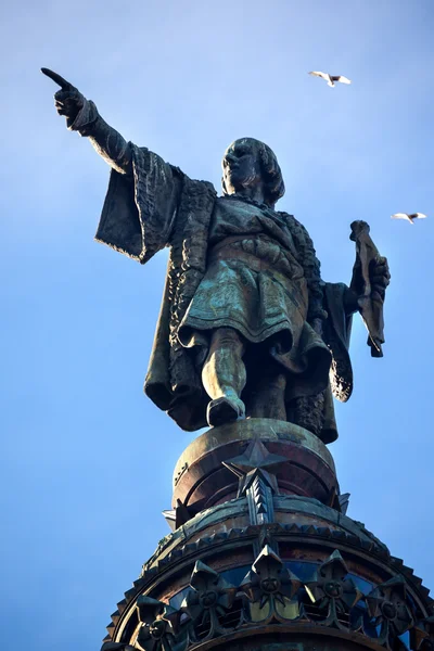 Columbus Pointing Monument Barcellona Spagna — Foto Stock