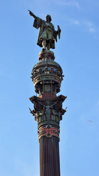 Columbus wskazując filar pomnik hiszpania barcelona — Zdjęcie stockowe