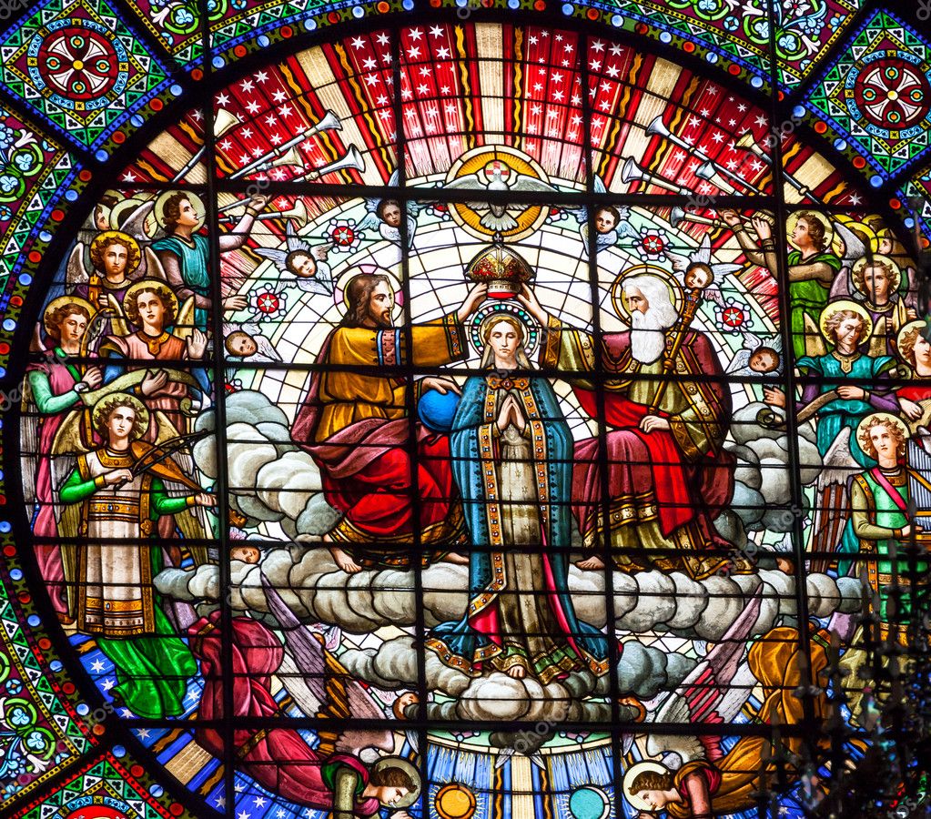 Tableau poétique des fêtes chrétiennes - Vicomte Walsh - 1843 - (Images et Musique chrétienne) Depositphotos_18093985-stock-photo-stained-glass-jesus-mary-rose