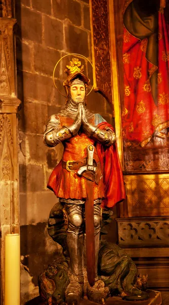 St George Statue Gothic Catholic Barcelona Cathedral Basilica Ca — Stock Photo, Image