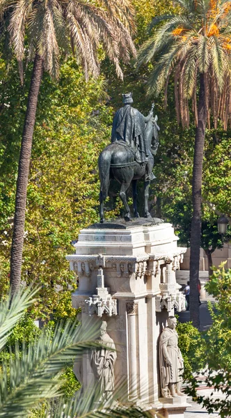 Plaza Nueva Ferdinand Statua Siviglia Andalusia Spagna — Foto Stock