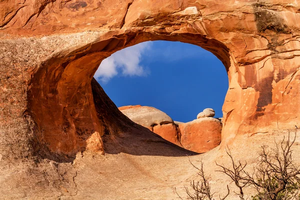 Tunnel Bogen Felsenschlucht Teufel Garten Bögen Nationalpark Moab — Stockfoto