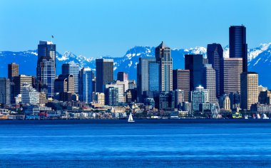 Seattle skyline puget sound cascade Dağları washington