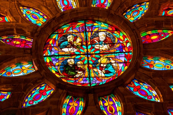Evangelie schrijvers mark matthew luke gebrandschilderd glas kathedraal van sain — Stockfoto