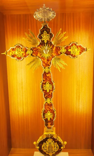 Ornate Golden Cross Seville Cathedral Spain — Stock Photo, Image