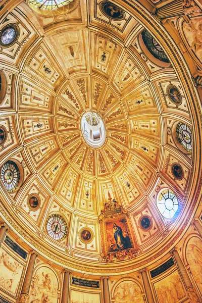 Dome Painting Stained Glass Seville Cathedral Spain — Stock Photo, Image