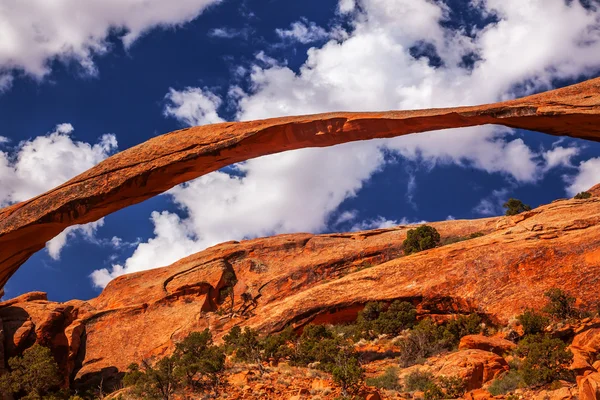 Landskap arch himmelsblå rock canyon devils garden arches nation — Stockfoto