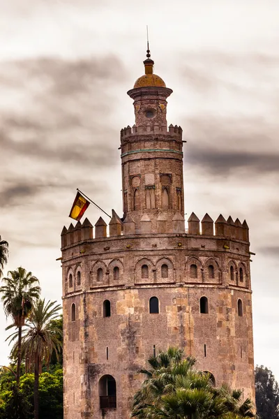 Torre del oro stary mauretański Strażnica Sewilla, Andaluzja, Południowa Hiszpania — Zdjęcie stockowe