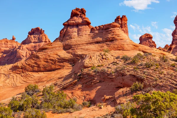 Rock sandsten windows avsnitt arches nationalpark moab utah — Stockfoto