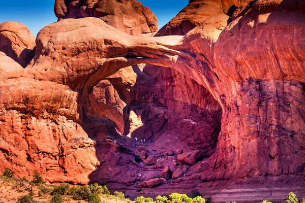 Double Arch Rock Canyon Windows Section Arches National Park Moa — Stock Photo, Image