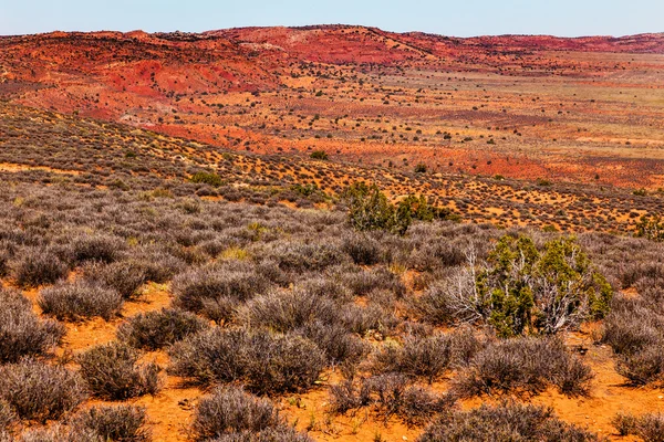 Deserto pintado terras de grama amarela Laranja arenito vermelho Hillst Ar — Fotografia de Stock