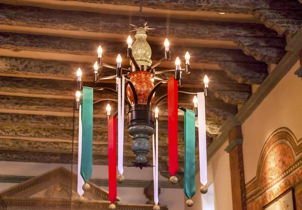 Chandelier Mission San Buenaventura Basilica Christmas Day Ventu — Stock Photo, Image