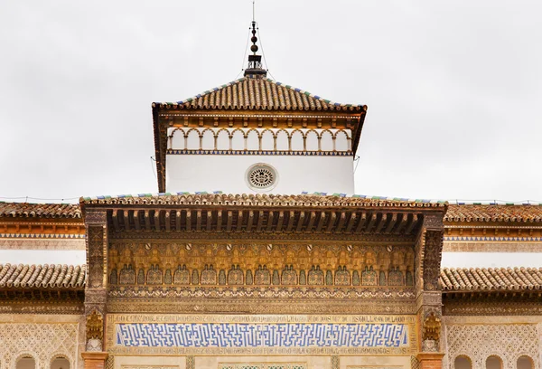 Peter of Castle's Palace Mosaic Tower Alcazar Royal Palace Sevil — Stock Photo, Image