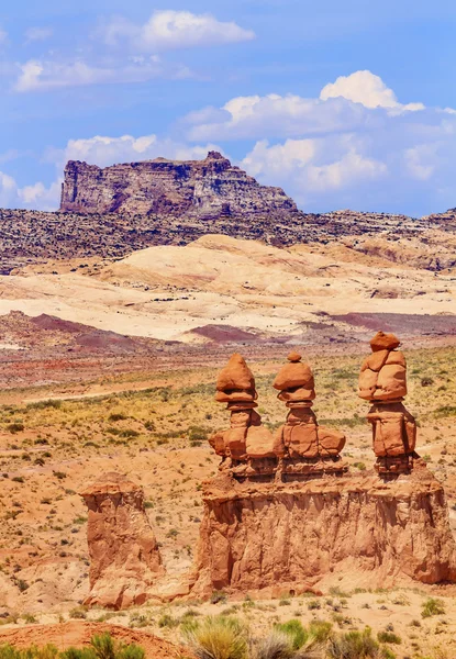 Three Sisters Hoodoos Goblin Valley State Park Rock Canyon Wild — Stock Photo, Image