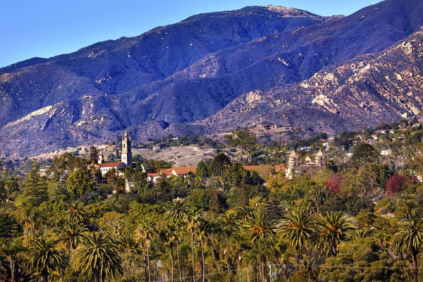 Mission Santa Barbara Mountains Palm Trees California — Stock Photo, Image