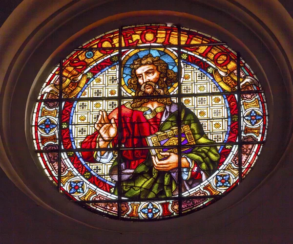 圣为了守护神搂染色玻璃大教堂抓 — 图库照片