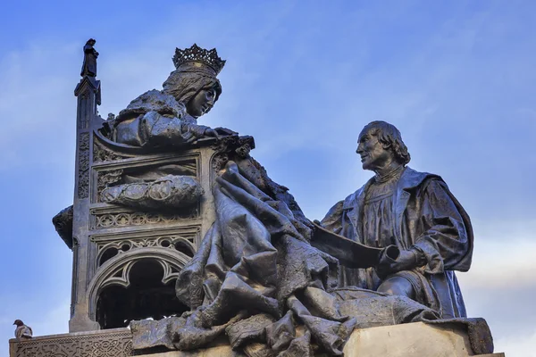 1492 Isabella con Statua Colombus Costruita 1892 Andalusia Granada — Foto Stock