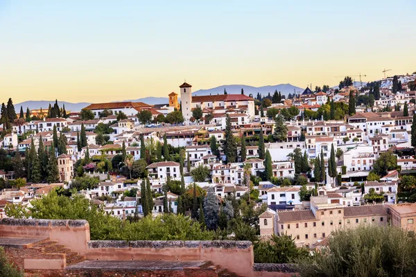 Alhambra granada stadsgezicht kerken Andalusie Spanje — Stockfoto