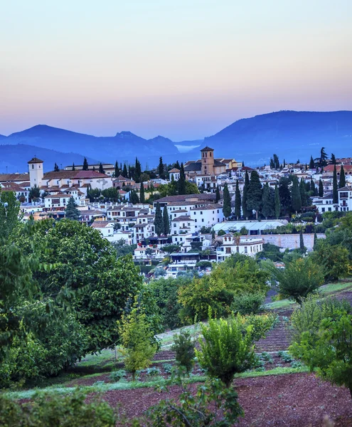 Oilve bahçeleri Endülüs İspanya Granada cityscape kiliseleri — Stok fotoğraf