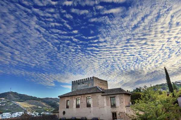 Alhambra Castle Morning Sky Granada Cityscape Andalusia Spain — Stock Photo, Image