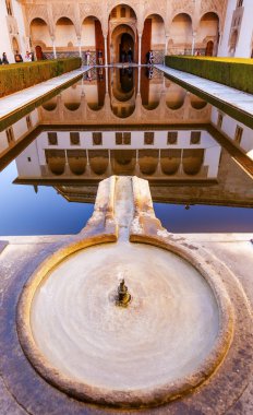 Alhambra Courtyard Myrtles Fountain Pool Reflection Granada Anda clipart