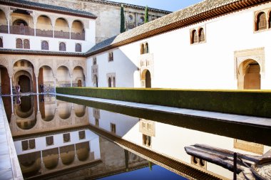 Alhambra Courtyard Myrtles Pool Reflection Granada Andalusia Spa clipart