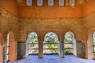 Alhambra Mağribi duvar tasarımları şehri granada Endülüs İspanya görüntülemek