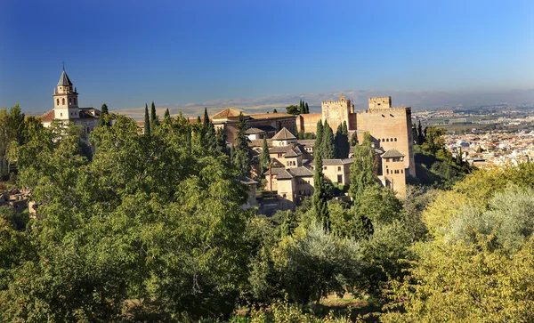 Alhambra Church Castle Towers Granada Andalusia Spain — Stock Photo, Image