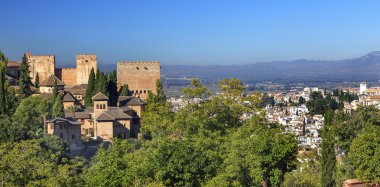Alhambra castle towers cityscape kiliseler granada Endülüs İspanya
