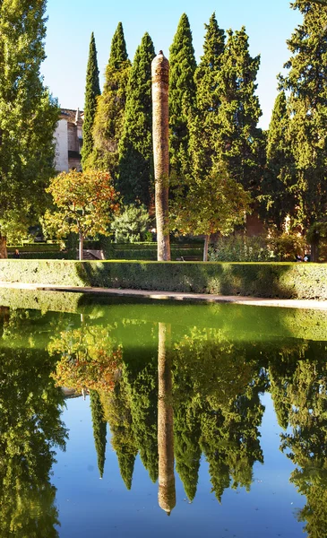 Alhambra Courtyard El Partal Garden Pool Reflection Granada Anda — Stock Photo, Image