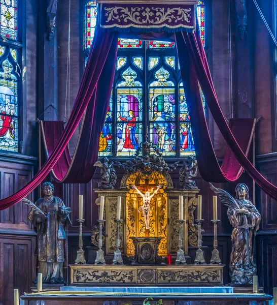 Basilica Dell Altare Vecchia Chiesa Santa Caterina Legno Honfluer Normandy — Foto Stock