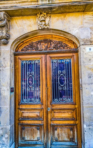 Law Office Abogados Básculas Judiciales Puerta Madera Puerto Interior Honfluer — Foto de Stock