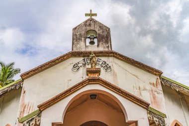 Eski Aziz Joseph Kilisesi Eglise Cook Körfezi Moorea Tahiti Fransız Polinezyası
