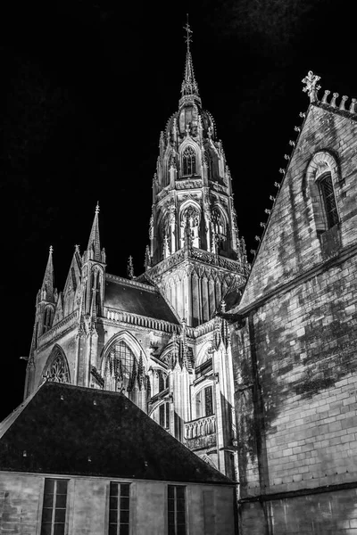 Zwart Wit Buiten Bayeux Kathedraal Onze Lieve Vrouw Van Bayeux — Stockfoto