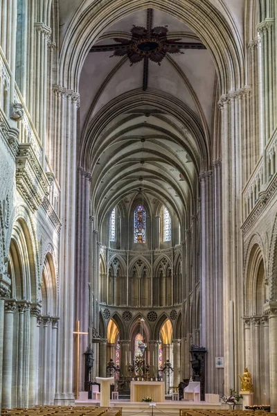 Altar Cruz Manchado Basílica Vidro Catedral Bayeux Igreja Nossa Senhora — Fotografia de Stock