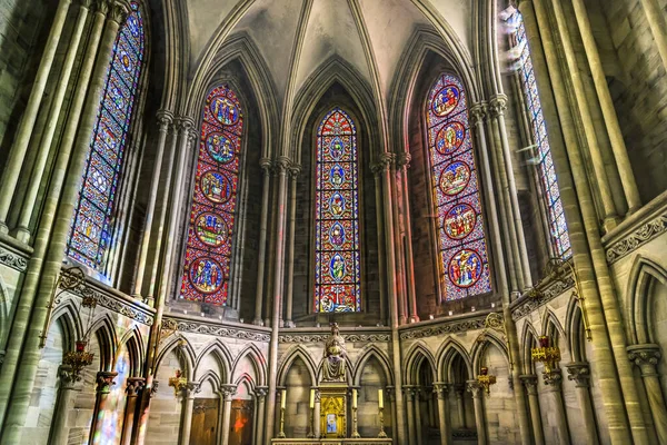 Maria Capela Vitrais Reflexão Basílica Catedral Bayeux Igreja Nossa Senhora — Fotografia de Stock