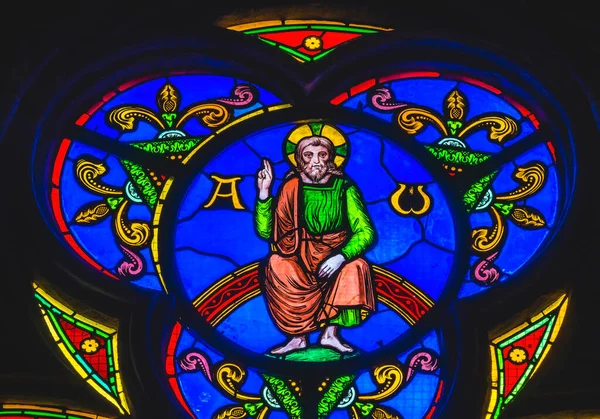 Kleurrijke Jezus Christus Glas Basiliek Bayeux Kathedraal Onze Lieve Vrouw — Stockfoto