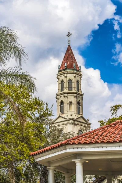 Bell Tower Orange Roof Cathedral Saint Augustine Central Park Saint — Stock Photo, Image