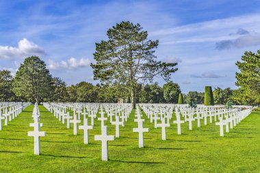 Beyaz Haçlar Yahudi Amerikan Ordusu 2. Dünya Savaşı Normandiya Mezarlığı. 2. Dünya Savaşı sırasında Normandiya 'da ölen Amerikan askerlerinin mezarları
