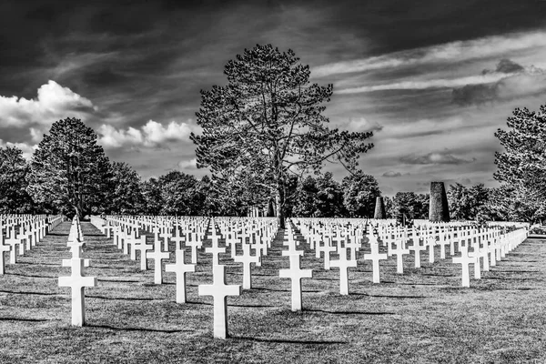 White Crosses Jewish Star American Military World War Cemetary Normandia — Fotografie, imagine de stoc