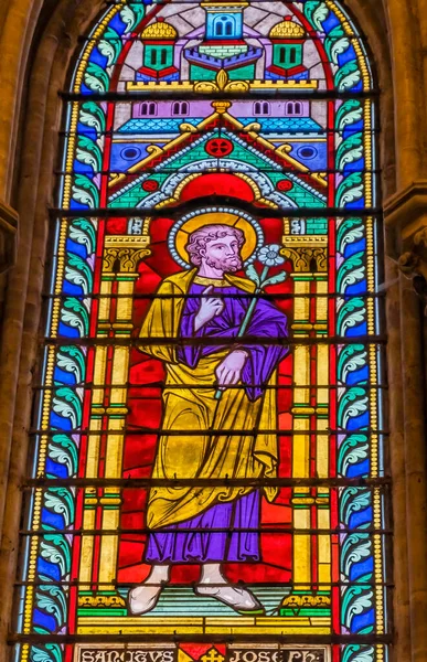 Kleurrijke Sint Jozef Glas Basiliek Bayeux Kathedraal Onze Lieve Vrouw — Stockfoto