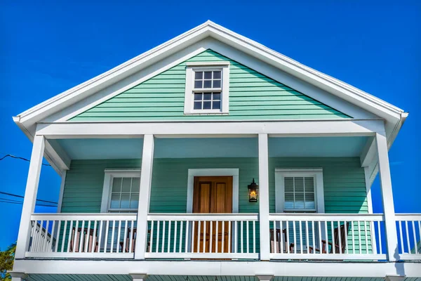 Färgglada Grannskap Green House Balkong Arkitektur Key West Floridas — Stockfoto