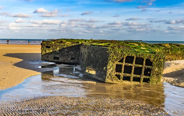 Eski Ramp Sahili Dünya Savaşı Dut Limanı Yapay Liman Arromanches — Stok fotoğraf