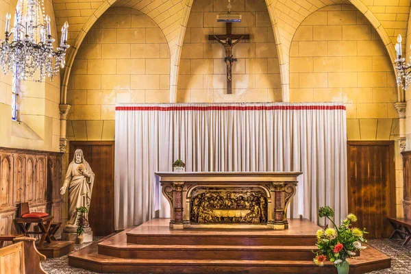 Longues Sur Mer Francia Octubre 2021Crucifijo Última Cena Altar Madera —  Fotos de Stock