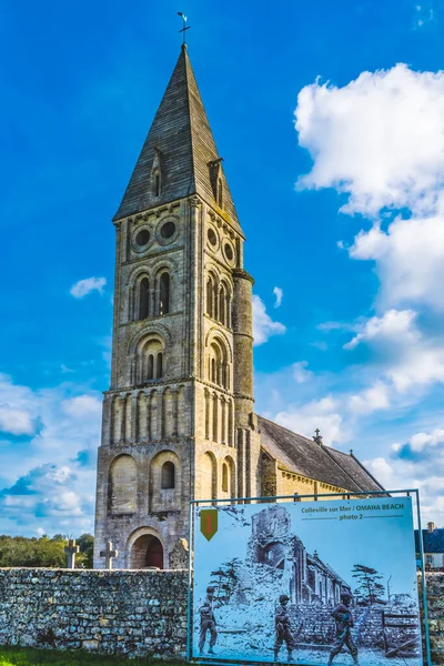 Omaha Beach Road Francia Ottobre 2021 Notre Dame Church Omaha — Foto Stock