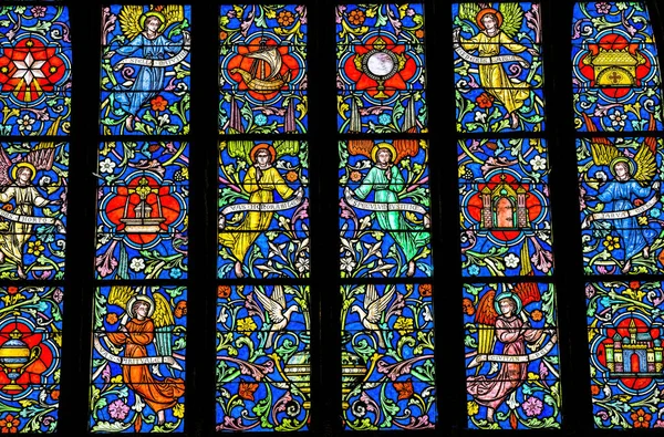 Marie Mont France October 2021 Colorful Angels Old Stained Glass — Stock Photo, Image